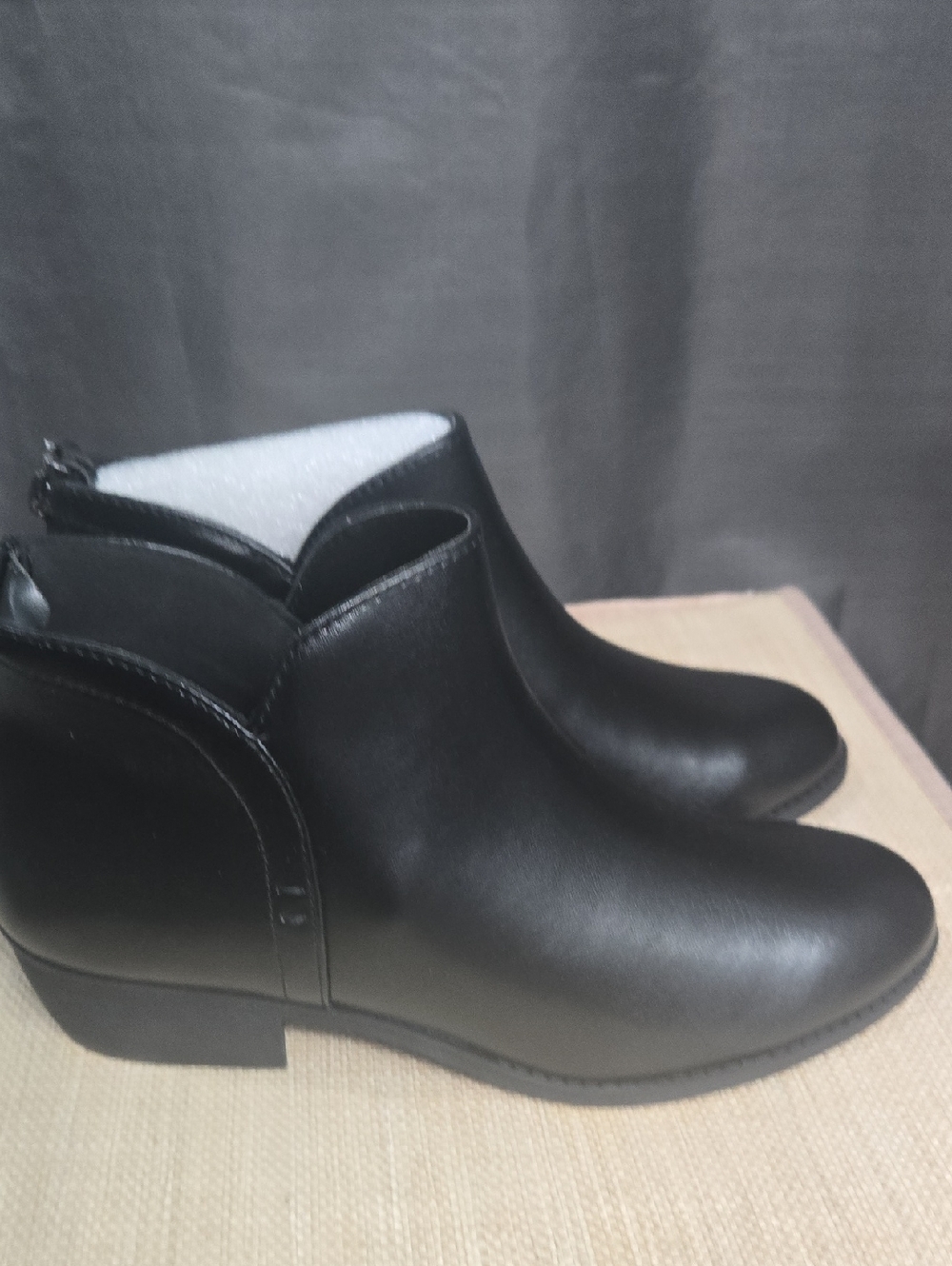 Journee Collection Black Ankle Booties with Low Block Heel